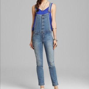 Free People Button Front Overalls
